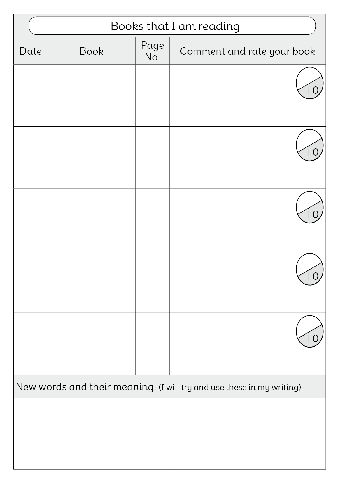 Reading Record - BDA5-R105 Y5 Reading Diary with Word list (Fish ...